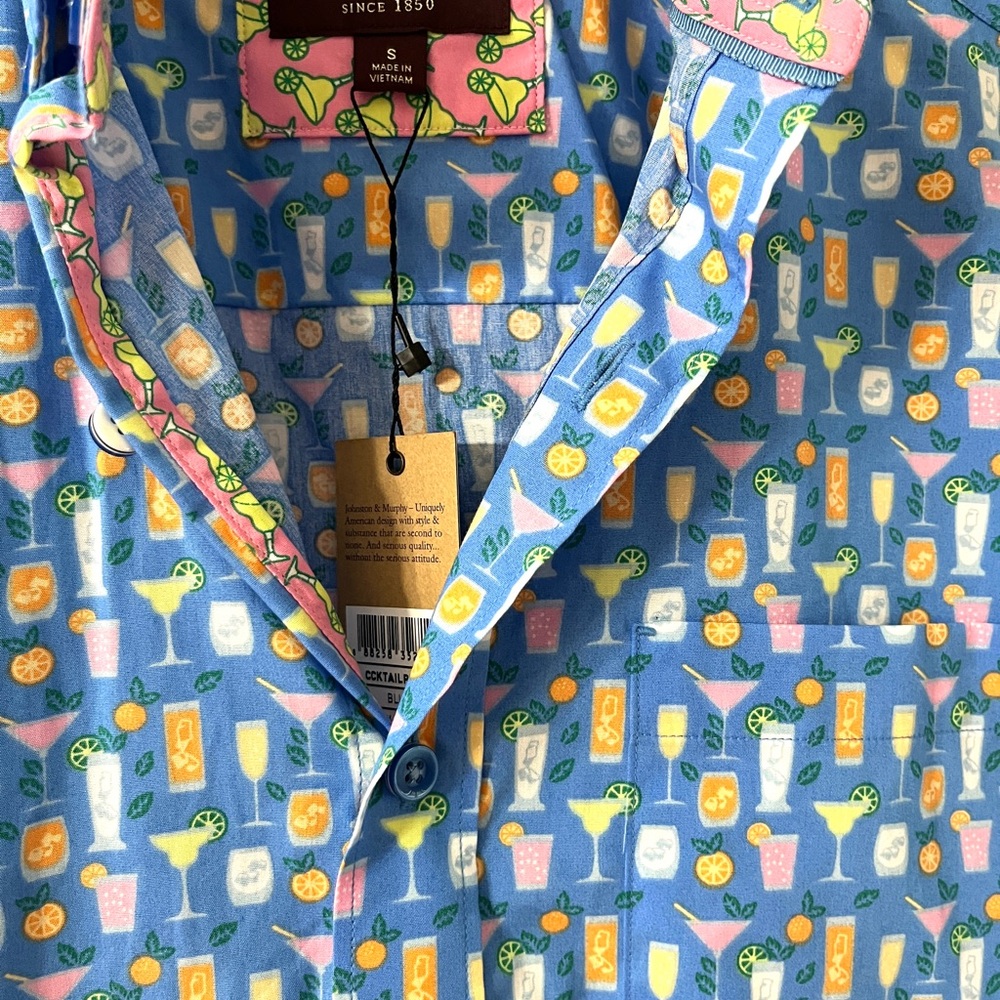 NWT Johnston & Murphy Button Down short sleeves Polo Shirt ( NWT $109 )